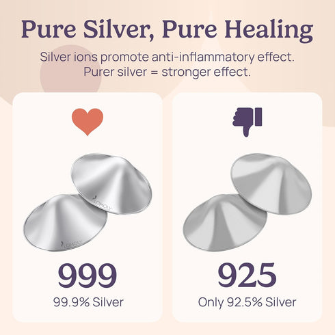 999 1.8x0.6 inch) Silver Nursing Cups: Pure Silver Nipple Shield | Breastfeeding Nursing Cups w/Breast Shields