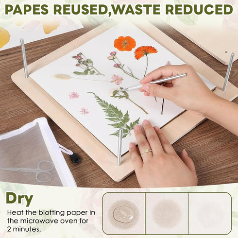 GTQYYF 11"x11" 10 Flower Press Kit Large, Layers Wooden Flower Pressing Kit for Adults & Teens, DIY Bouquet
