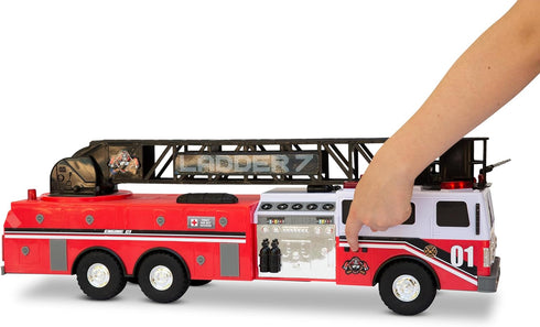 Titan Firetruck - 29" Realistic Toy with Lights, Sound & Working Ladder for Kids, 2 AA Batteries Included