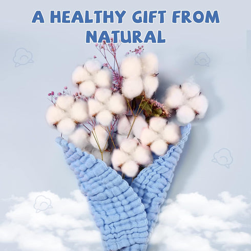 Pack 6-12x12 inches MUKIN Baby Washcloths - Soft Face Cloths for Newborn, Absorbent Bath Wipes, Burp Cloths or Towels