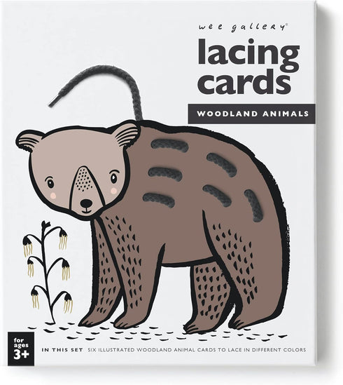 Wee Gallery Woodland Lacing Cards, Sewing Board and Travel Game for Toddlers, Montessori-Inspired Educational Craft