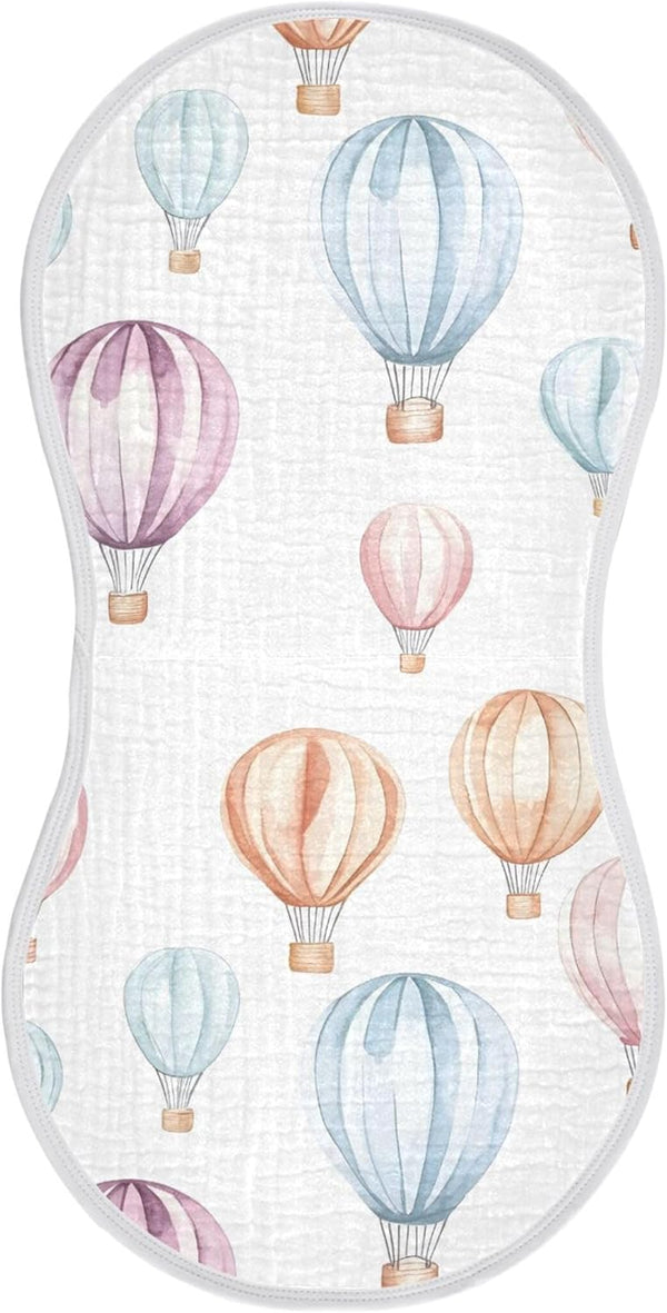 Watercolor Hot Air Balloons Muslin Baby Burp Cloths Set of 1, Super