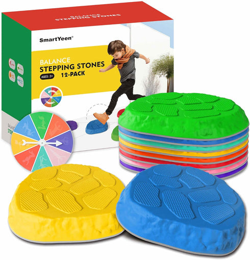 SmartYeen kids,8/12 Stepping Stones for PCS Durable Non-Slip Balance Stones Indoor Outdoor toys for toddlers develope