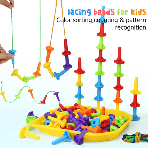 Set 101Pcs 3-6 Ggiibro Peg Board Toy DIY Building Stacking Toys for Kids Years Old,STEM Educational Kids Toy for Brain