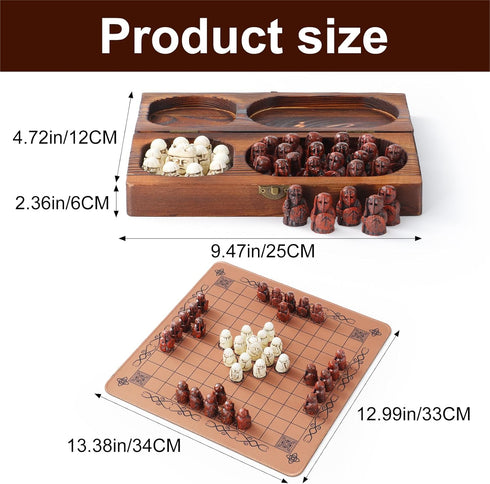 Hnefatafl Viking Chess Set Traditional Two-Player Strategy Board Game for Outdoor Adult/Child Travel