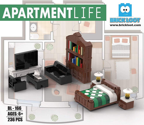 Brick Loot Toy Building Blocks Furniture Minifigure City Set, 236 Pieces, Compatible with Lego, for Adults & Kids Age 6+