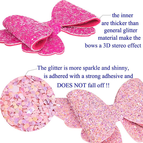 Yazon Baby Girls Glitter Bows Clips - Sparkly Butterfly Hair Clips for Toddler Kids, 8pcs