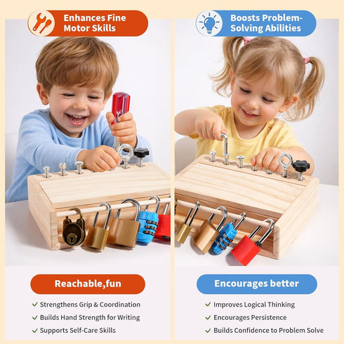 Set 3 4 5 Set, INIFEIDALA Montessori Screwdriver Board - Lock and Key Toy,Busy Board Toys for Year Olds Boy Birthday