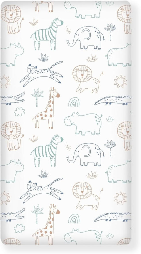 Winpema Cartoon Zebra Crocodile Fitted Crib Sheet Giraffe Elephant Baby Crib Sheet Fit