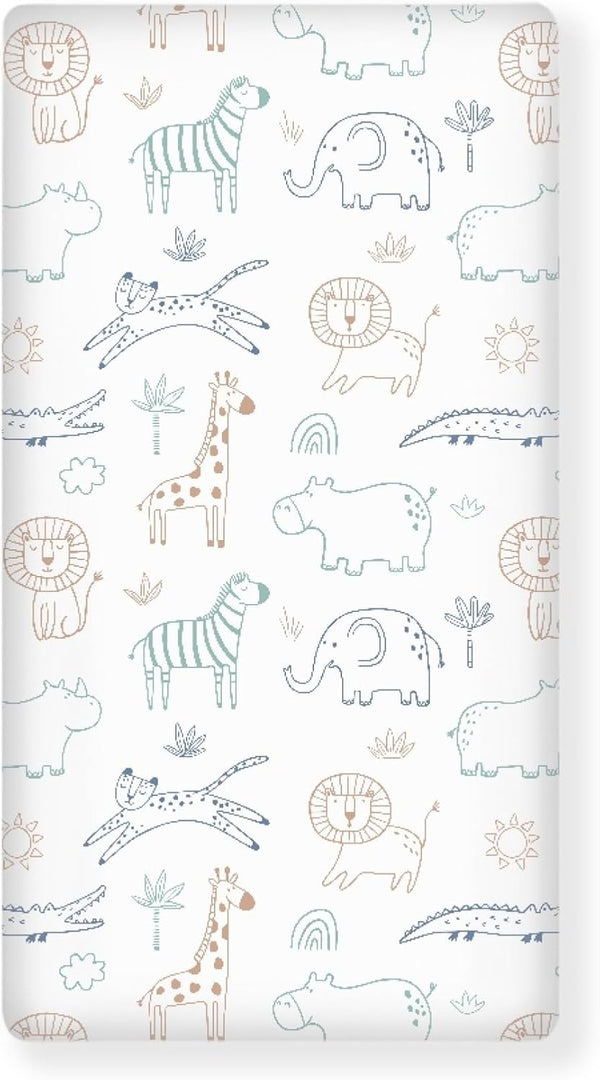 Winpema Cartoon Zebra Crocodile Fitted Crib Sheet Giraffe Elephant Baby Crib Sheet Fit