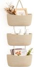 Dahey Over The Door Hanging Basket 3-Tier Woven Boho Wall Mounted Storage