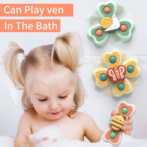 Spinning Sensory Learning Toys for Toddlers 1-3, Suction Cup Spinner Toy, Birthday Gifts for 1-2 Year Olds