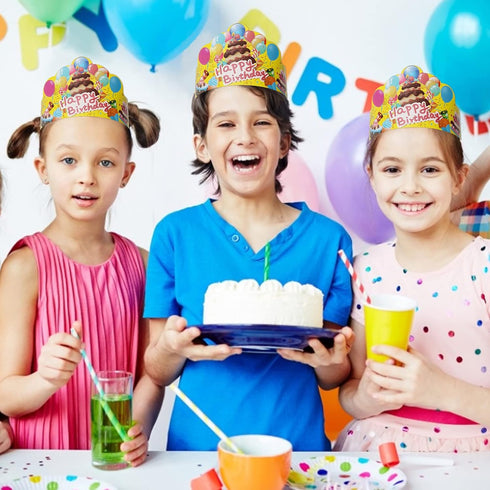 JTIEO Birthday Crowns for Kids, 30Pack Birthday Hats for Classroom, Home, Party Supplies, Yellow