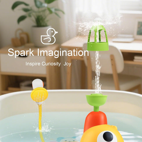 3 1 2 3 Baby Bath Sprayer Toy for Toddlers-Adjustable Water Flow Rinser with Squirting Ducks & Bathtub Shower Head,Fun