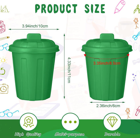 24 Zubebe Pcs Green Mini Trash Can Mini Toy Garbage Can Small Desktop Storage Bin with Lids for Trash Party Favor