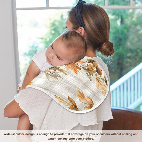 YETTASBIN Autumn Maple Leaves Muslin Baby Burp Cloth, Super Soft Absorbent Cotton Burp Rag Baby Bibs Feeding Cloth