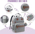 Diaper Bag Backpack, Grey Travel Essentials Tote Bag, Multi-Function Waterproof Backpack with Stroller Straps &