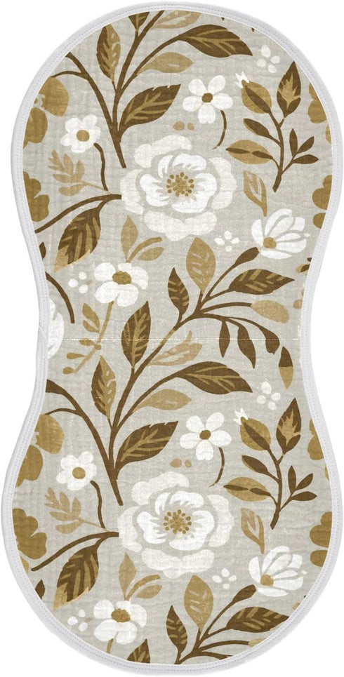 decor gift Cotton Soft Burp Cloths Good Absorbent? White Flowers Sring Pattern wash Cloth