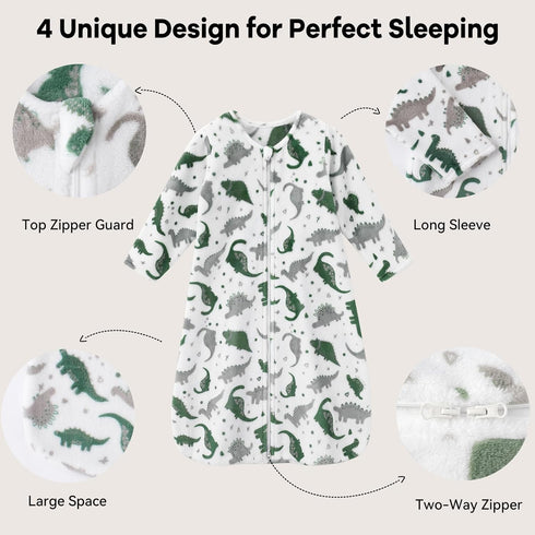 6-12 2.0 2-Way Unnivoll Fleece Baby Sleep Sack Months Long Sleeve Tog Baby Wearable Blanket with Zipper Warm Sleeping