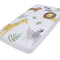 NoJo Jungle Trails Fitted Crib Sheet, 100% Cotton, White, Green, & Gold Animal Print with Leaves, Photo Op