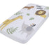 NoJo Jungle Trails Fitted Crib Sheet, 100% Cotton, White, Green, & Gold Animal Print with Leaves, Photo Op