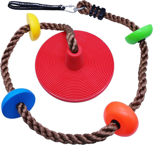Tree Climbing Rope and Kids Disc Swing Seat Set for Outdoor Backyard Playground Accessories