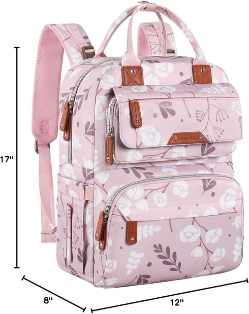 Backpack Diaper Bag for Baby Girl, Multifunction Waterproof Diaper Bag for Mom Dad, Large Pink Floral Baby Diaper Bags