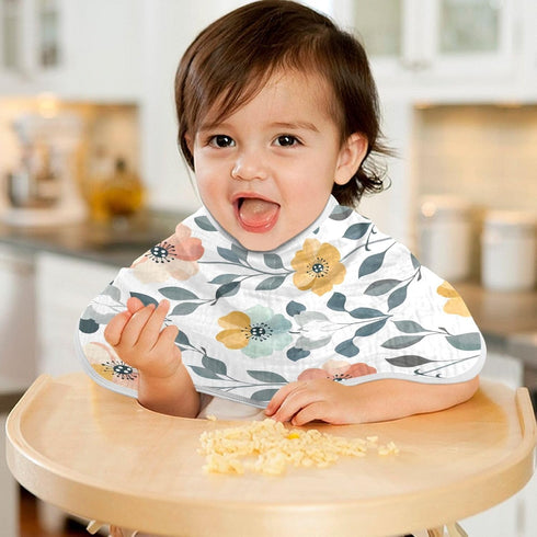 YETTASBIN Flower Muslin Baby Burp Cloth, Super Soft Absorbent Cotton Burp Rag Baby Bibs Feeding Cloth for Newborn Boys