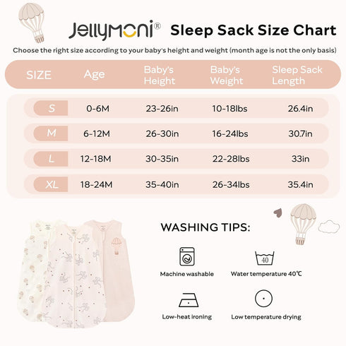 18-24 100% 3 Pack 0.5 2-Way JELLYMONI Baby Sleep Sack Months, Cotton TOG Baby Wearable Blanket Infant Sleep Sack