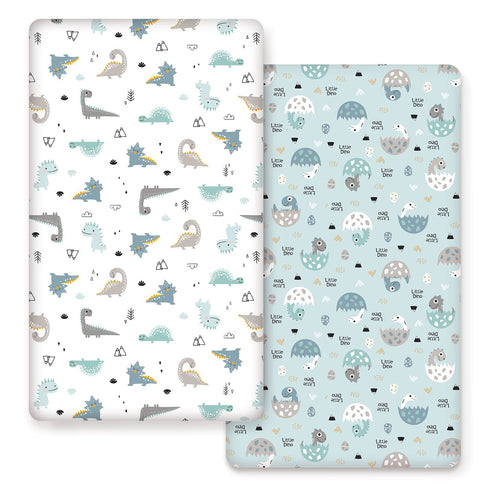GRSSDER Stretchy Ultra Soft Jersey Knit Fitted Crib Sheets Set 2 Pack,