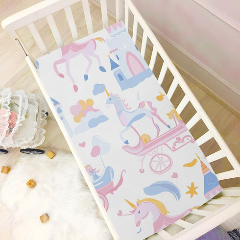 Gravopti 39X27 Inch Little Princess with Castle Crib Sheets for Girls and Boys, Soft Breathable Cotton Crib Sheets