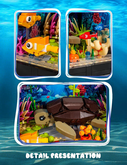 Set (753Pieces) SEMKY Turtle Building Blocks with LED Lights, Creative Sea Animal Model Gifts for Kid and Adult