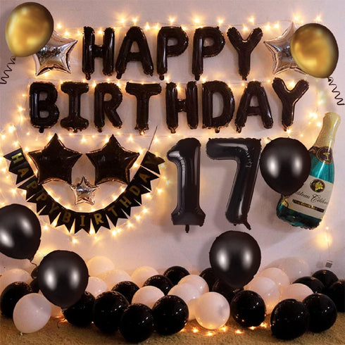 Happy Birthday Balloon Banner Party Kit, 16 Inch 3D Aluminum Foil Inflatable Letter Balloons for Birthday Decorations
