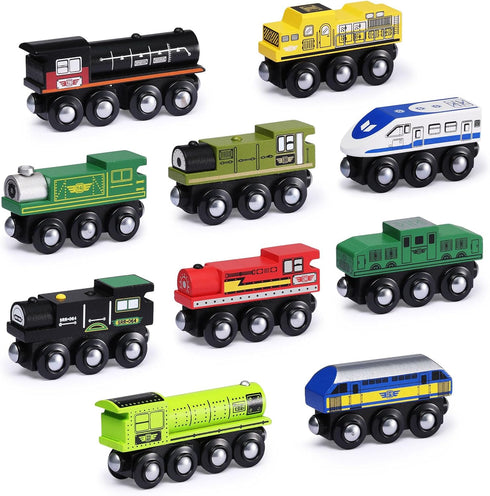 SainSmart Jr. Wooden Train Set Accessories, Magnetic Toy Car Set (10 PCS),