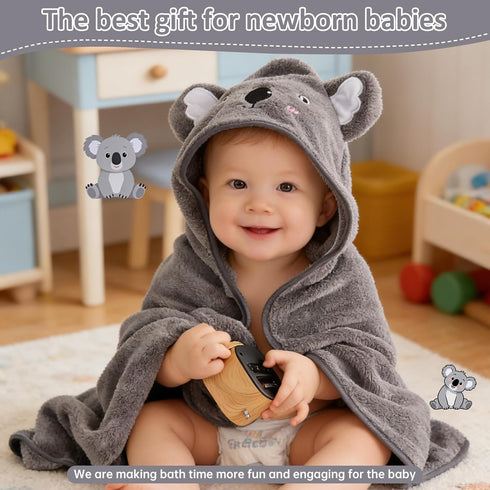 Cozy Hooded Baby Towel, Ultra Soft & Absorbent Fleece Baby Bath Towel with Hood, and Gentle for Newborns, Infants
