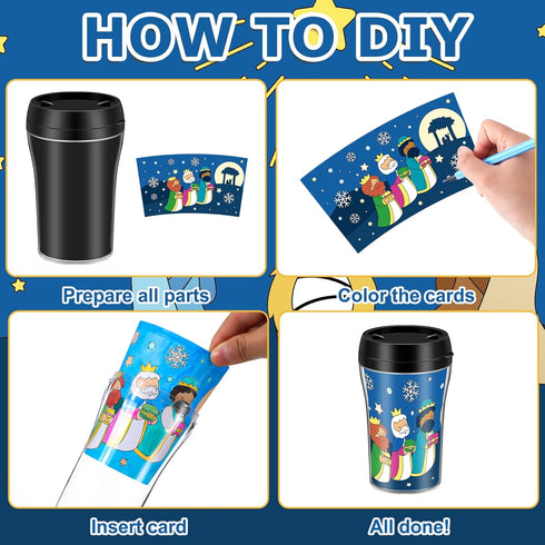 Yiyiring Set 12 of Christmas Nativity Coloring Cup Nativity Color Your Own Cup Christmas Cups Religious Christian Party