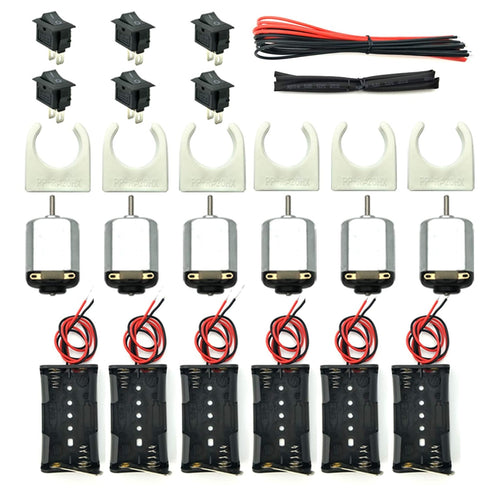 EUDAX 6 Set Small DC Motor Mini Electric Hobby Motors - 1.5V-3V 24000RPM with Battery Holder Case & 12Pcs Wire