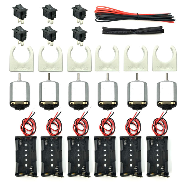 EUDAX 6 Set Small DC Motor Mini Electric Hobby Motors - 1.5V-3V 24000RPM with Battery Holder Case & 12Pcs Wire