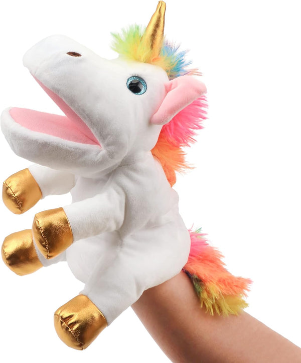 Hopearl Plush Unicorn Hand Puppet for Imaginative Play, Interactive Storytelling Toy for Kids, 12''