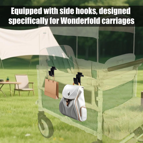 Sinbana 4pcs W4, Multifunctional Side Hooks Compatible with Wonderfold Wagon Black Side Hooks Space-Saving Travel