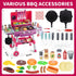 Set, Playset 2-Layer Playset, Kids Kitchen Toy Kids BBQ Grill with Smoke Sound Light, Barbecue Toy with Wheel