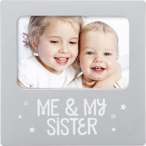 tiny ideas Me and My Sister Picture Frame - Baby Keepsake Frame for Sibling Gifts, 4x6 Photo Insert, Gray