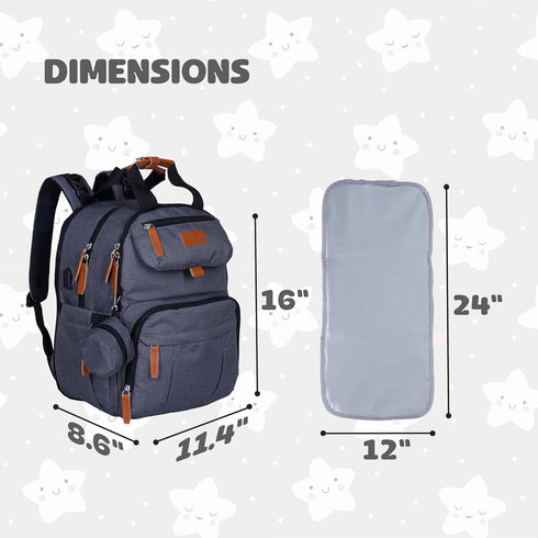 Nestlys Backpack 26-32L Expandable Diaper Bag for Baby Boy & Girl Large Capacity Travel Diaper Bag with Insulated