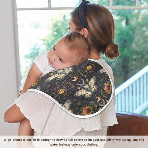 GOODOLD Set 1 Pack Magical Moth Moon Muslin Baby Burp Cloths - Super Absorbent and Soft Burping Rags - Cotton Burp