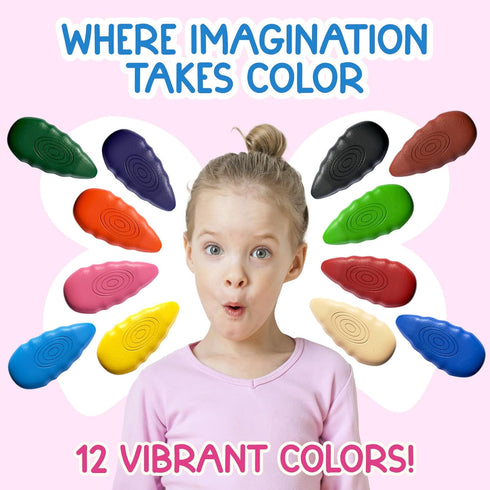 12 3-8 TinyGeeks Water Drop Crayons - Non Toxic Crayons for Toddlers - Washable, Easy To Hold - For Toddlers, Kids Ages
