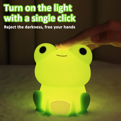 Frog Night Light - Touch Control Portable and Rechargeable Bedside Lamp for Nursery, Gifts for Boys Girls