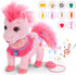 Ylpaprm Set 3+ Pink Walking Pony Interactive Talking Singing Dancing Horse Walk Along with Remote Control Leash Plush