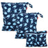 Damero 3Pcs Wet Dry Bag with 2 Zippered Pockets for Cloth Diaper, Swimsuit, Travel, Water-resistant (Whale)