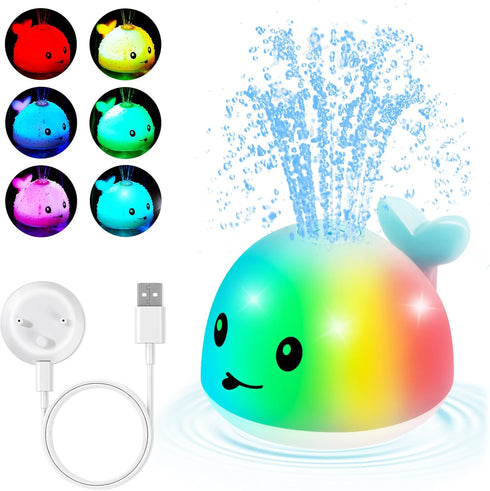 1-3, 6-12 1 Gigilli Baby Bath Toys, Light Up Whale Sprinkler Bath Toys for Kids Ages Pool Water Table Bathtub Fountain