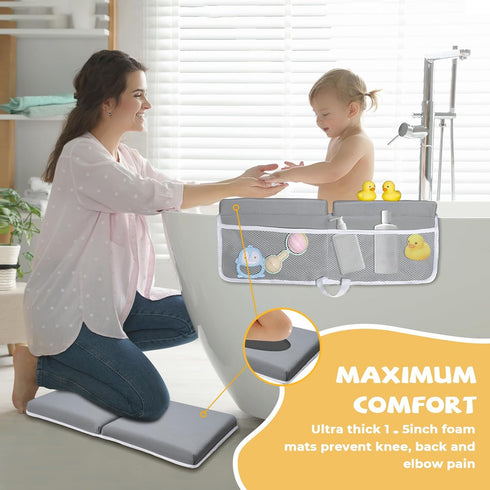 Elbow Set, Bath Kneeler and Rest Pad Quick Dry Baby Bath Kneeling Pad Thick Soft Non-Slip Baby Bathtub Mat for Baby